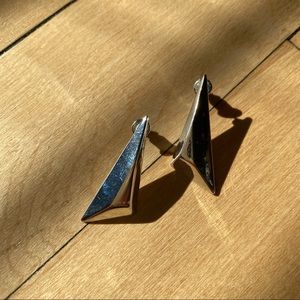 Simple Silver Geometric Metal Earrings 💕